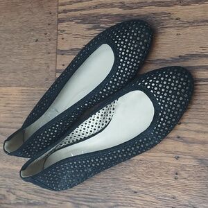 French Sole New York FS/NY League ballet flats black suede perforated ballerinas